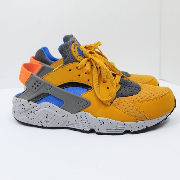 NIKE AIR HUARACHE RUN SE SIZE 10.5 GOLD LEAF COBALT BLUE ORANGE 852628-700 SHOE - Picture 1 of 8